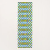 青と黄色のトレリス、ラティス、クローバー ヨガマット (裏面)