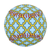 青と黄色のトレリス、ラティス、クローバー 野球ボール (裏面)