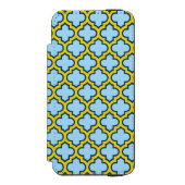 青と黄色のトレリス、ラティス、クローバー INCIPIO iPhoneウォレットケース (フォリオ 正面)