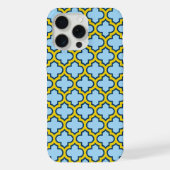 青と黄色のトレリス、ラティス、クローバー iPhoneケース (裏面)