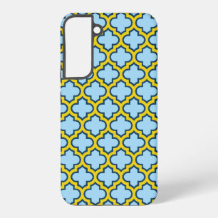 青と黄色のトレリス、ラティス、クローバー SAMSUNG GALAXY S22+ケース