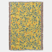青と黄色のドードルの花 スローブランケット (正面縦)