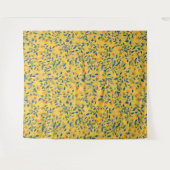 青と黄色のドードルの花 タペストリー (正面(横))