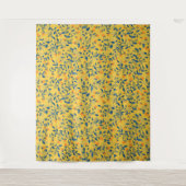 青と黄色のドードルの花 タペストリー (正面)