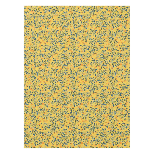 青と黄色のドードルの花 テーブルクロス (正面)