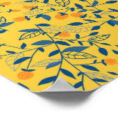 青と黄色のドードルの花 ポスター (角)