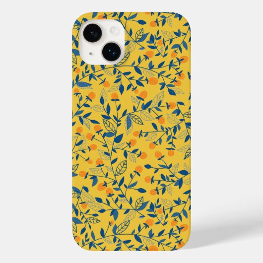 青と黄色のドードルの花 Case-Mate iPhoneケース (裏面)