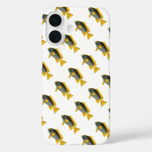 青と黄色のハタフエダイ、ヴィンテージの海洋生物 iPhone 16ケース