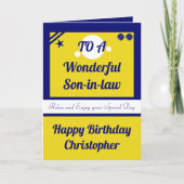 青と黄色のハッピーバースデーの息子 カード (正面)