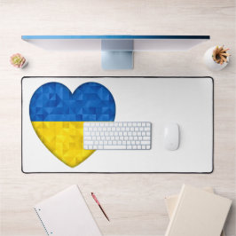 青と黄色のハート、ウクライナスタイル デスクマット