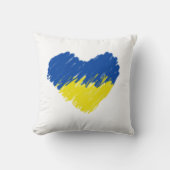 青と黄色のハート、ウクライナ国旗の色 クッション (正面)