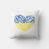 青と黄色のハート、ウクライナ国旗の色 クッション (正面)