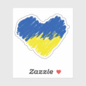 青と黄色のハート、ウクライナ国旗の色 シール (シート)