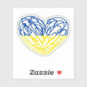 青と黄色のハート、ウクライナ国旗の色 シール (シート)