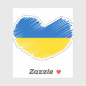青と黄色のハート、ウクライナ国旗の色 シール (シート)