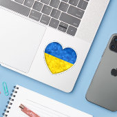 青と黄色のハート、ウクライナ国旗の色 シール (ノートパソコンとiPhone)