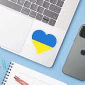 青と黄色のハート、ウクライナ国旗の色 シール (ノートパソコンとiPhone)