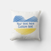青と黄色のハート。カスタムテキスト.カスタマイズ可能 クッション (正面)