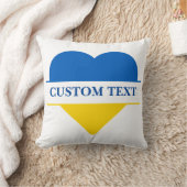 青と黄色のハート。カスタムテキスト.カスタマイズ可能 クッション (ブランケット)
