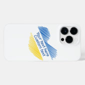 青と黄色のハート。カスタムテキスト.カスタマイズ可能 iPhoneケース (裏面横)