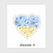 青と黄色のハート、フローラウクライナ国旗 シール (シート)