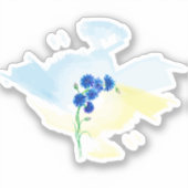 青と黄色のバックにかわいい水色のトウモロコシ シール (正面)