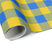 青と黄色のバッファローのプレイドギフト包装紙 ラッピングペーパー (ロールコーナー)