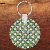 青と黄色のバレーボールのパターン キーホルダー (正面)