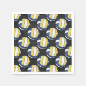 青と黄色のバレーボールのパターン スタンダードカクテルナプキン (正面)