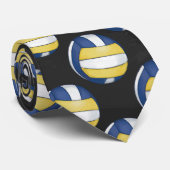 青と黄色のバレーボールのパターン ネクタイ (ロール)