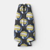 青と黄色のバレーボールのパターン ボトルクーラー (裏面)