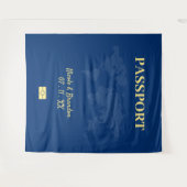 青と黄色のパスポート宛先の結婚式 タペストリー (正面(横))