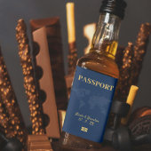 青と黄色のパスポート宛先の結婚式 リキュールボトルラベル