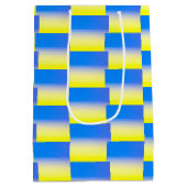 青と黄色のパターンのウクライナインスパイアプロの平和 ミディアムペーパーバッグ (裏面)