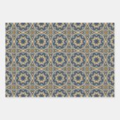 青と黄色のパターン ラッピングペーパーシート (正面3)