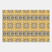 青と黄色のパターン ラッピングペーパーシート (正面2)