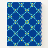 青と黄色のピクセル化パターン ノートブック (裏面)