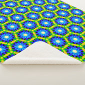 青と黄色のフェイクかぎ針花 シェルパブランケット (3/4)