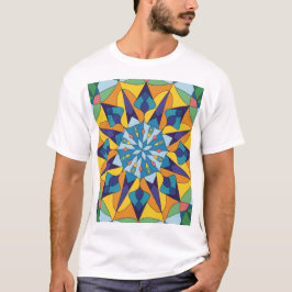青と黄色のフラクタル幾何学模様 Tシャツ