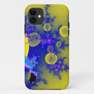 青と黄色のフラクタル iPhone 11 ケース