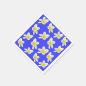 青と黄色のフランジパニ柄 スタンダードカクテルナプキン (角)
