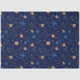 青と黄色のフローラとつる植物クリスマス 薄葉紙