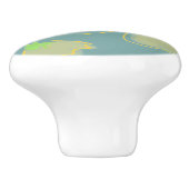 青と黄色のフローラアクセント セラミックノブ (側面)