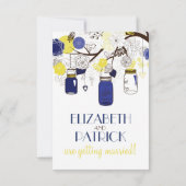 青と黄色のフローラメイソンジャース披露宴カード 招待状 (裏面)