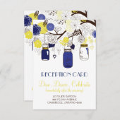 青と黄色のフローラメイソンジャース披露宴カード 招待状 (正面/裏面)