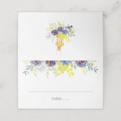 青と黄色のフローラランタン結婚ズ プレイスカード (外部開封)