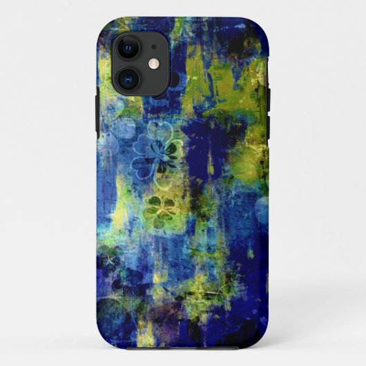 青と黄色のフローラ抽象芸術絵画 Case-Mate iPhoneケース (裏面)