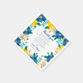 青と黄色のフローラ結婚の感謝メッセージ スタンダードカクテルナプキン (角)