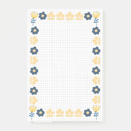 青と黄色のフローラ行頭文字紙の背景 ポストイット (正面)