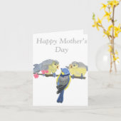 青と黄色のブルーティットバード編集可能 カード (黄色い花)